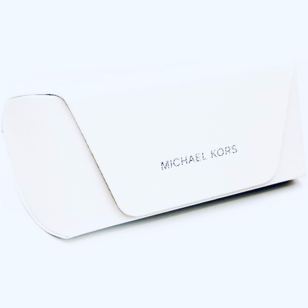 White/Ivory Eyeglass Hardshell Leather Case w/ New Cleaning Cloth/$1 with bundle